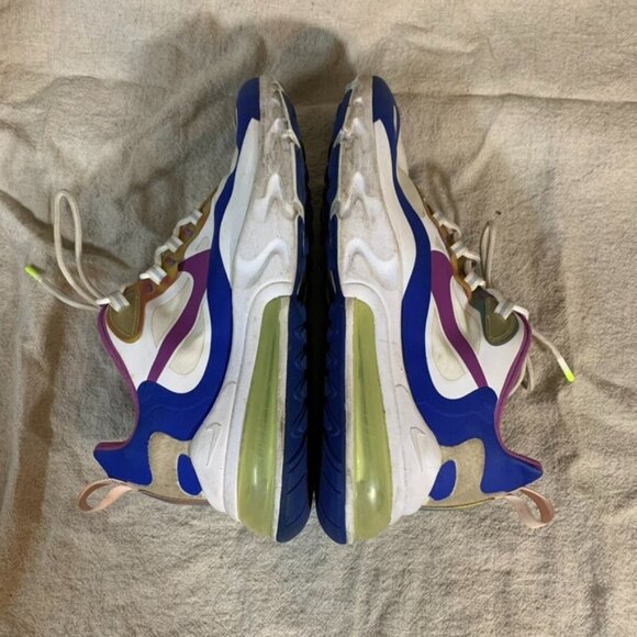 Nike Air Max 270 React Mens 7.5 Sneakers White Berry Royal Running Sports - Picture 6 of 10